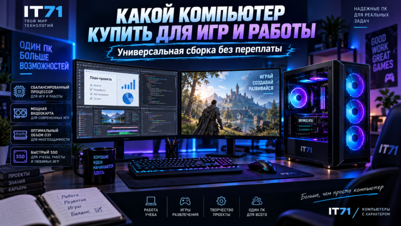 Какой компьютер купить для игр и работы: универсальная сборка без переплаты